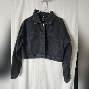 Forever 21 Cropped Jean Jacket, Women's Forever21 Black Denim Cropped Jacket